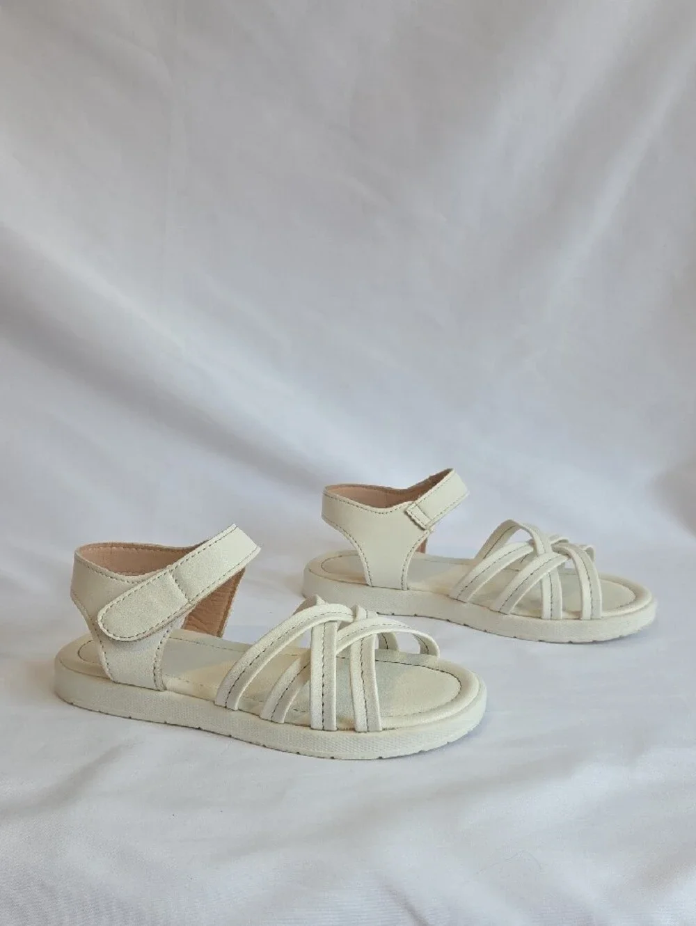 Kids White Strappy Comfort Sandals
